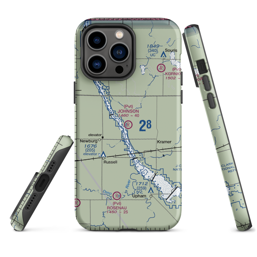 Johnson Airport (2ND7) VFR Sectional  Tough iPhone Case iPhone 14 Pro Max model shown