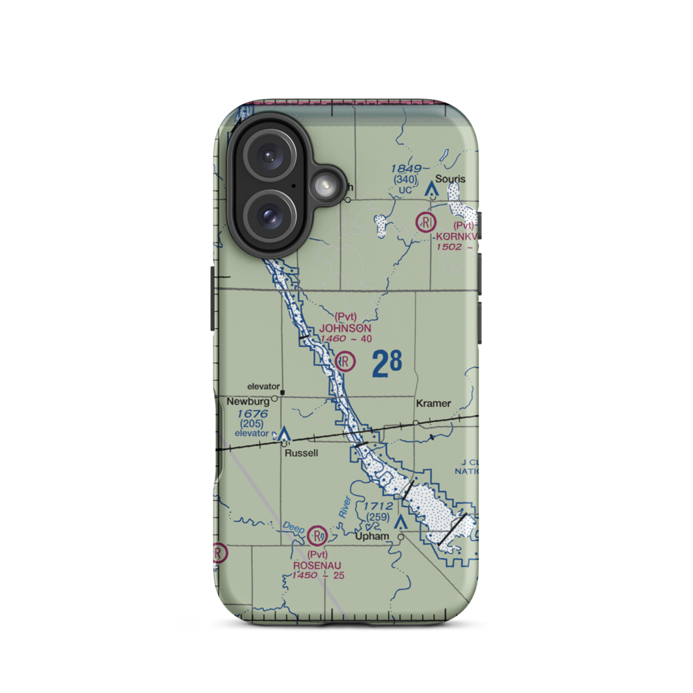 Johnson Airport (2ND7) VFR Sectional  Tough iPhone Case iPhone 16 model shown
