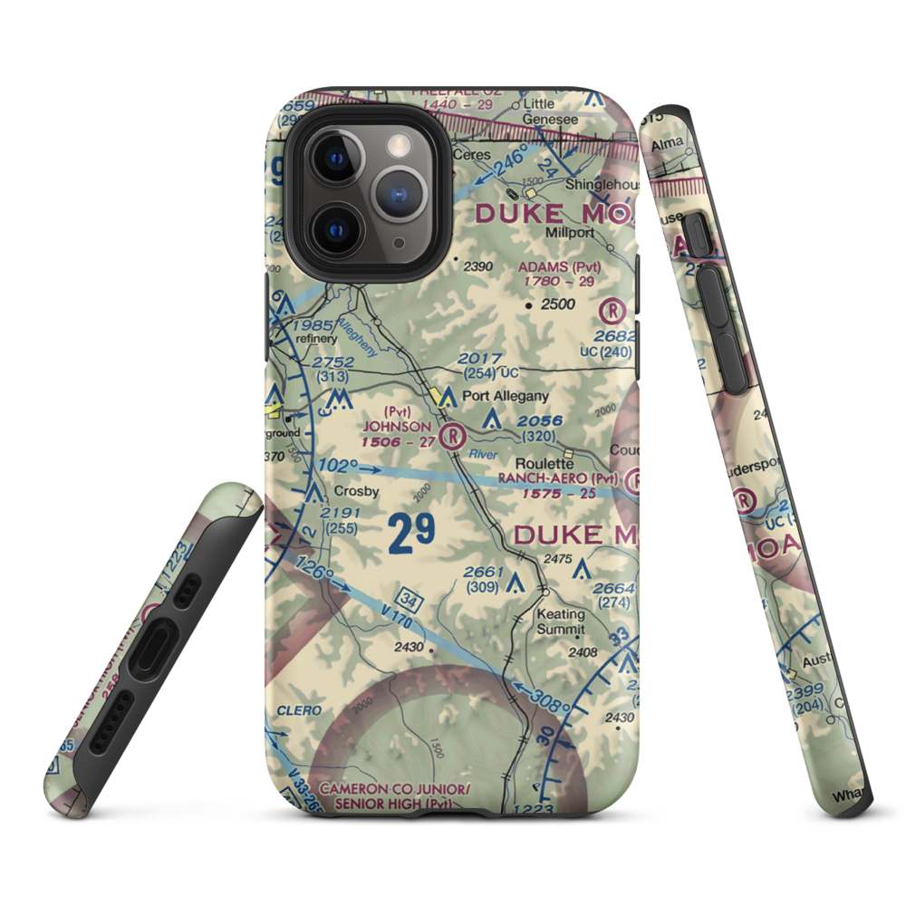 Johnson Airport (2PA5) VFR Sectional  Tough iPhone Case iPhone 11 Pro model shown