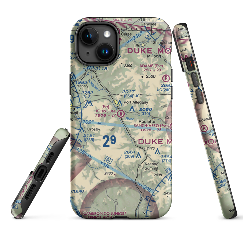 Johnson Airport (2PA5) VFR Sectional  Tough iPhone Case iPhone 15 Plus model shown