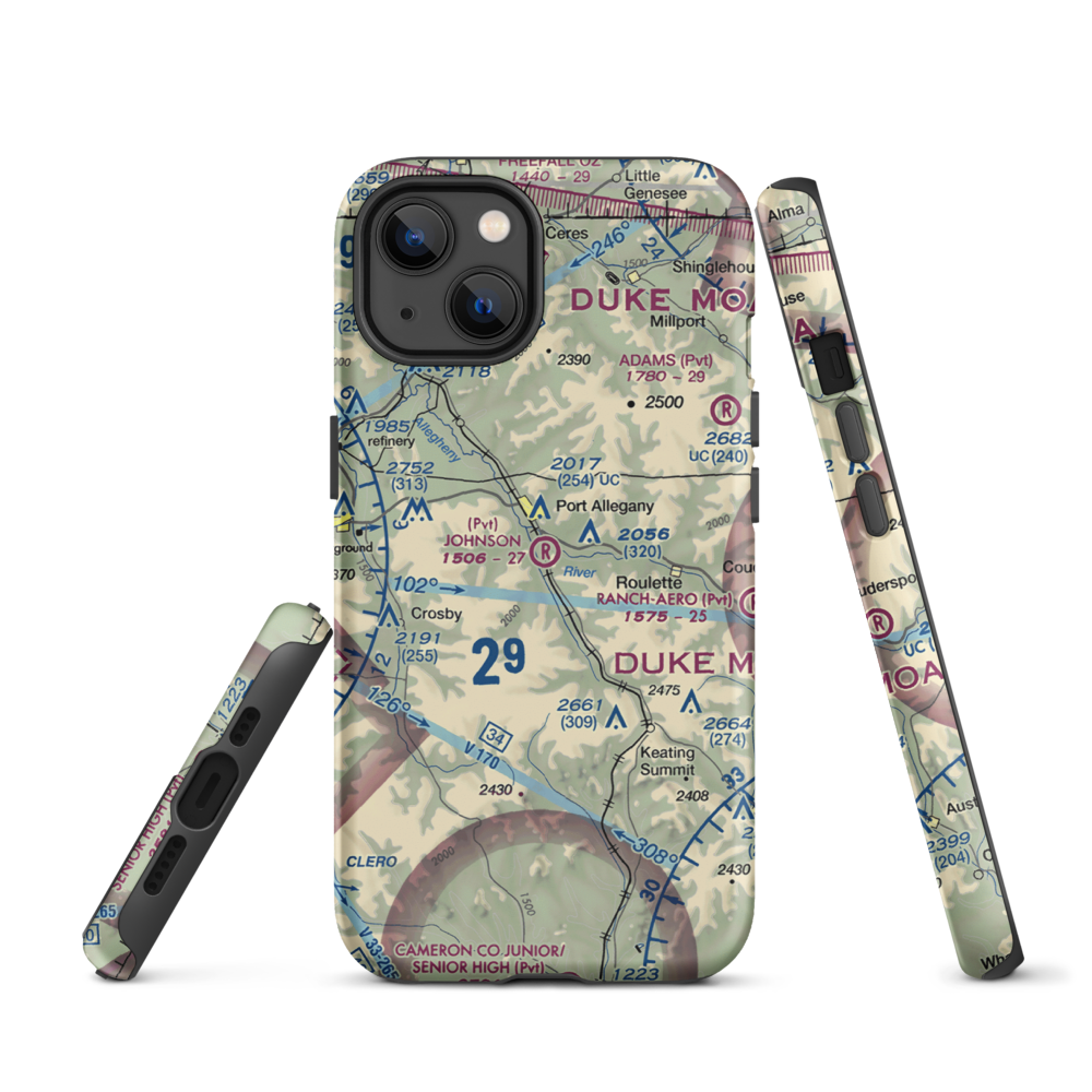 Johnson Airport (2PA5) VFR Sectional  Tough iPhone Case iPhone 13 model shown