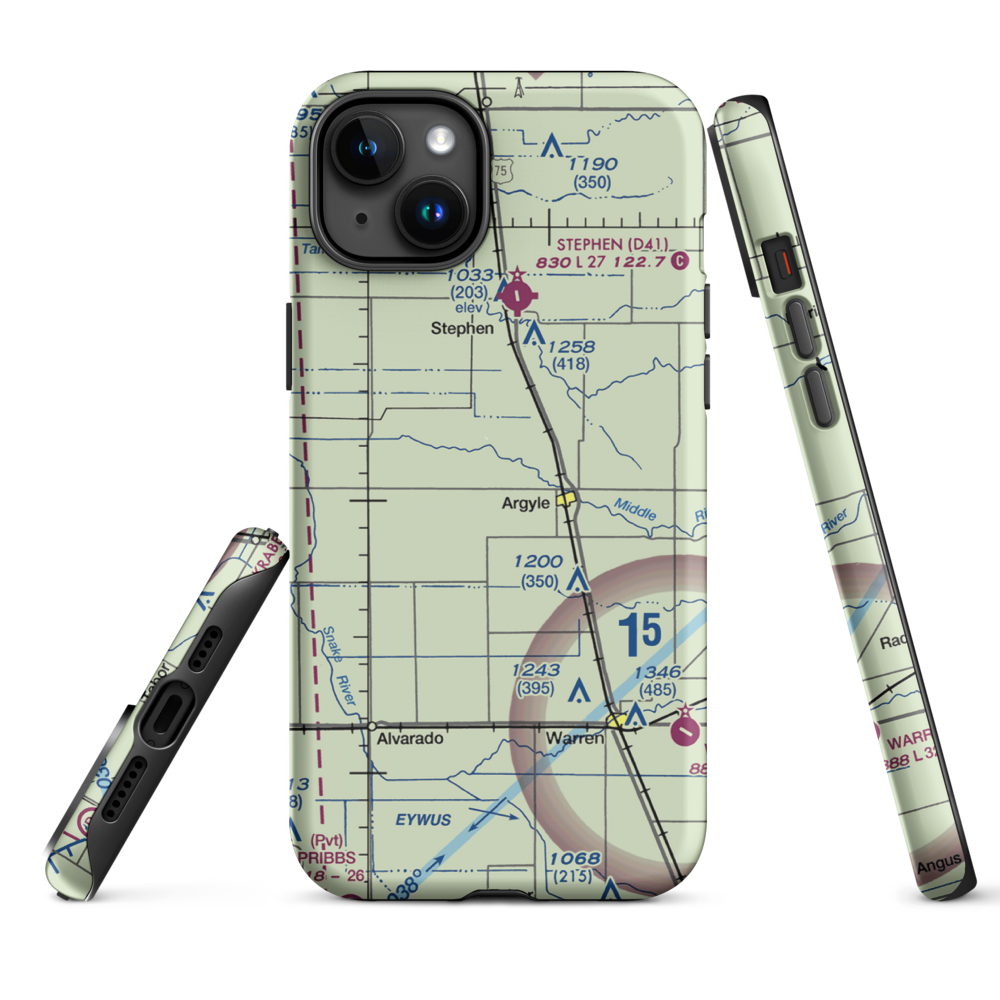 Johnson Airport (7MN6) VFR Sectional  Tough iPhone Case iPhone 15 Plus model shown