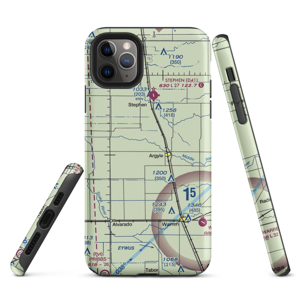 Johnson Airport (7MN6) VFR Sectional  Tough iPhone Case iPhone 11 Pro Max model shown