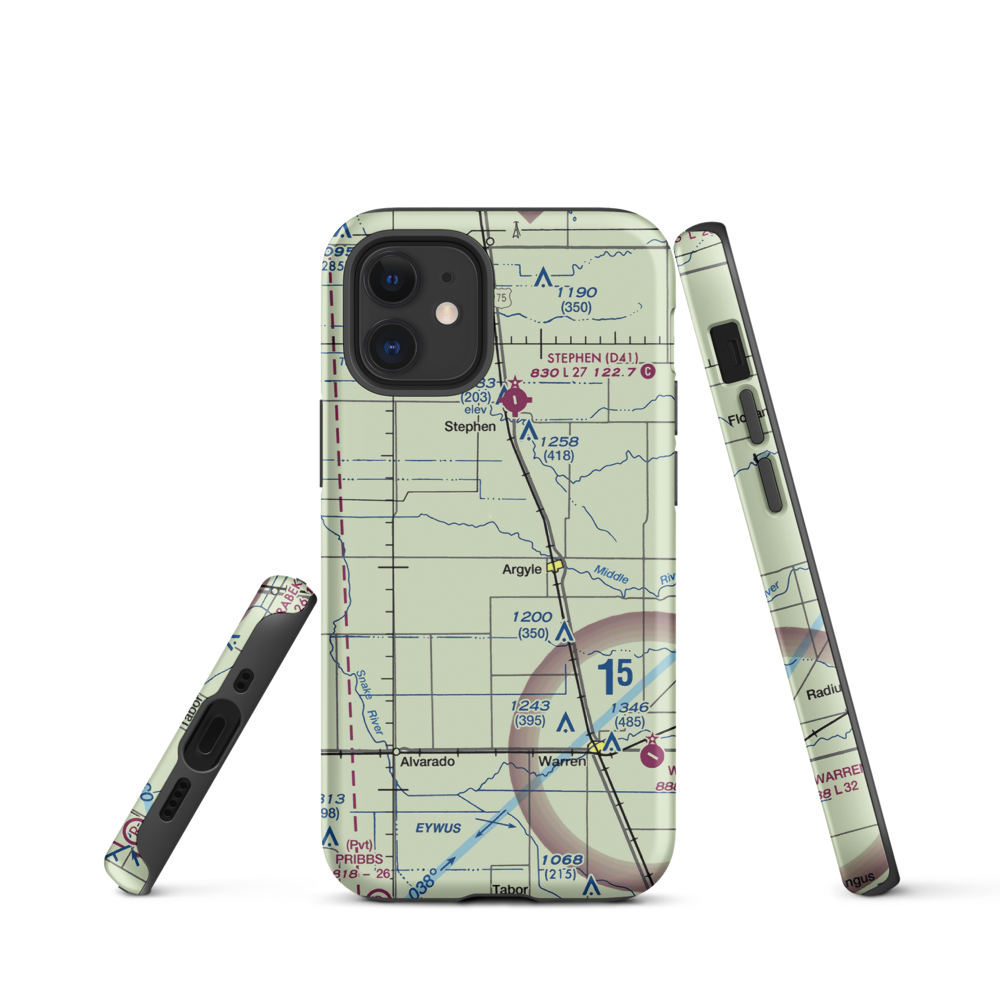 Johnson Airport (7MN6) VFR Sectional  Tough iPhone Case iPhone 12 mini model shown