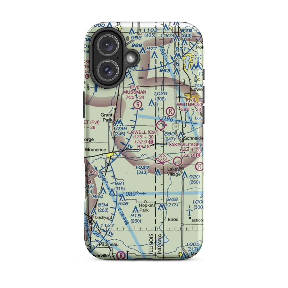Johnson Airport (90IL) VFR Sectional  Tough iPhone Case iPhone 16 Plus model shown