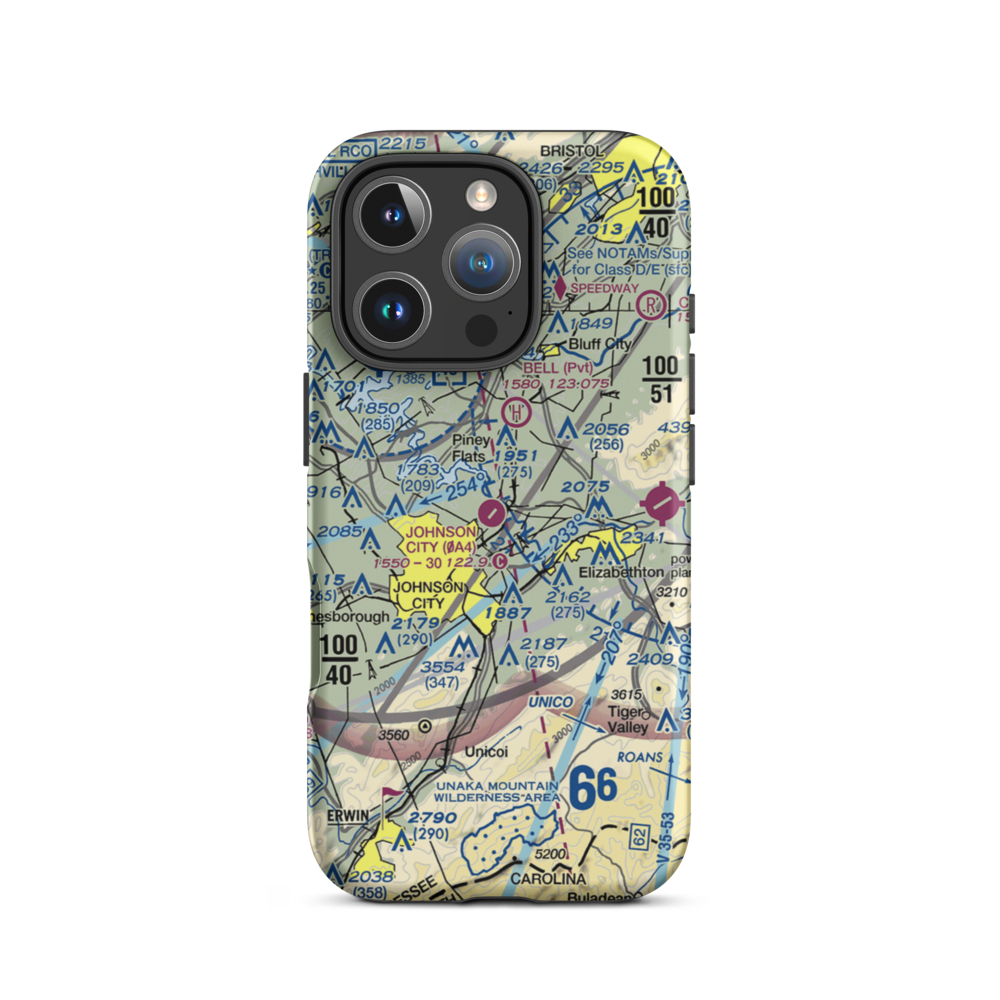 Johnson City Stolport Airport (0A4) VFR Sectional  Tough iPhone Case iPhone 16 Pro model shown