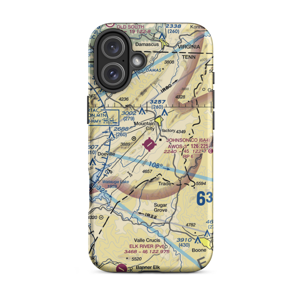 Johnson County Airport (6A4) VFR Sectional  Tough iPhone Case iPhone 16 Plus model shown