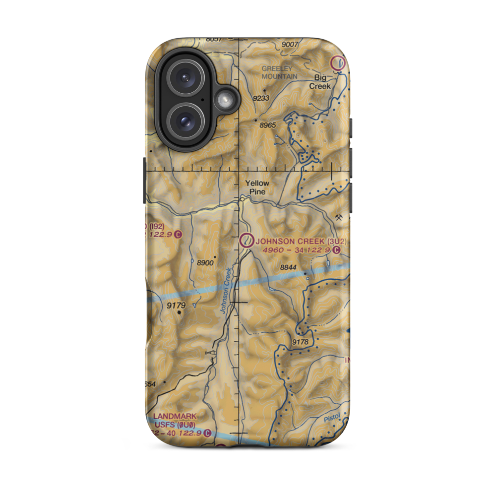 Johnson Creek Airport (3U2) VFR Sectional  Tough iPhone Case iPhone 16 Plus model shown
