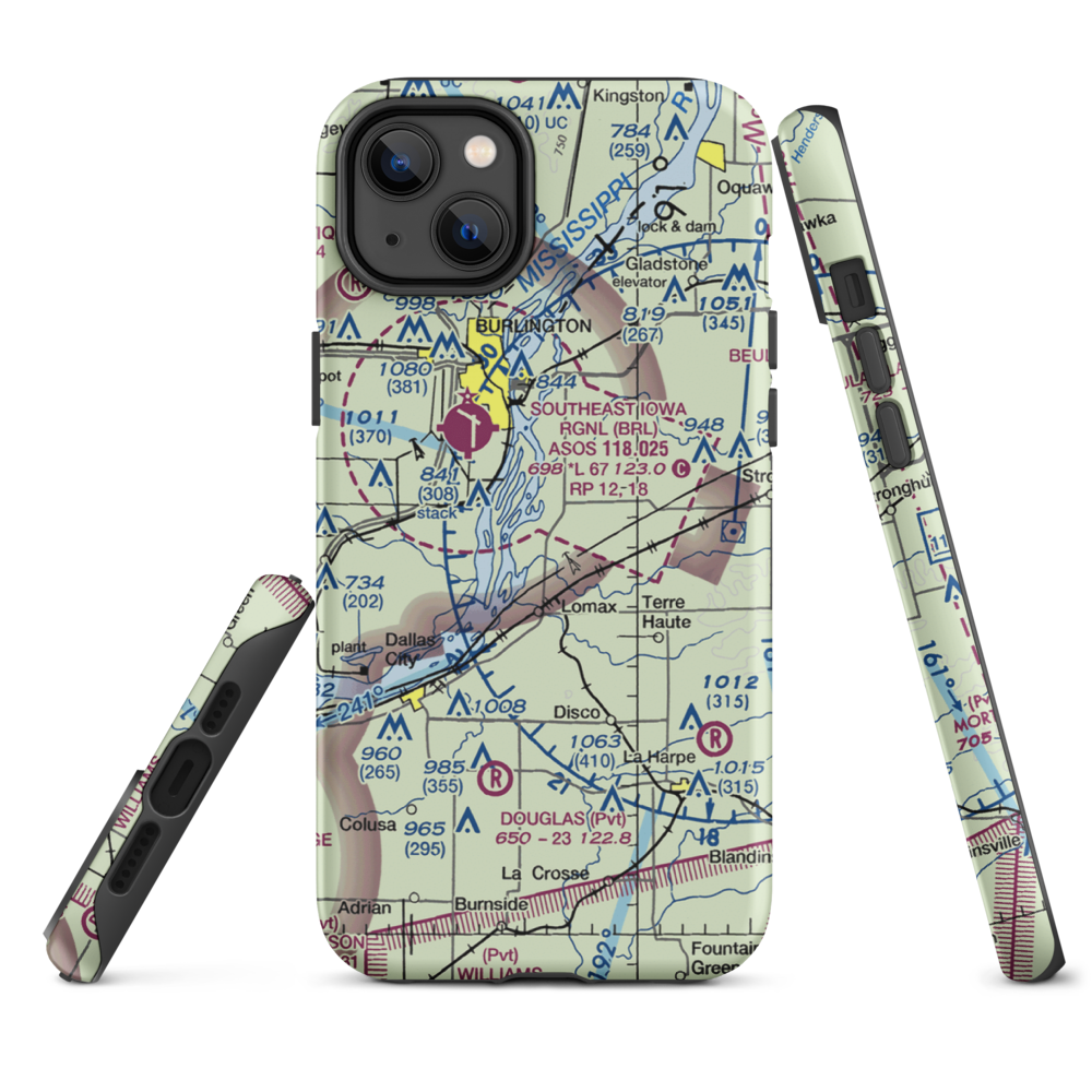 Johnson Farm Airport (22IS) VFR Sectional  Tough iPhone Case iPhone 14 Plus model shown