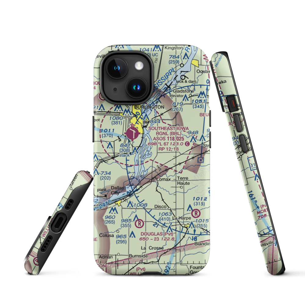 Johnson Farm Airport (22IS) VFR Sectional  Tough iPhone Case iPhone 15 model shown