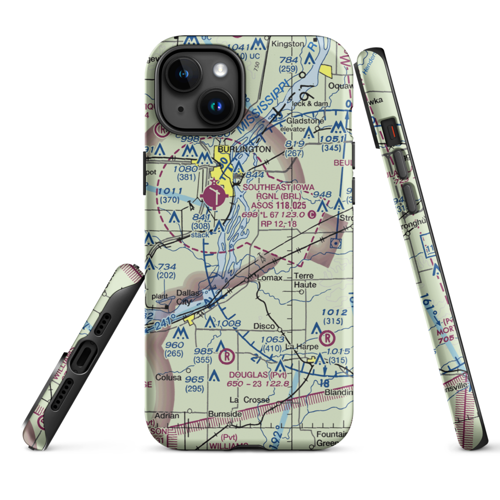 Johnson Farm Airport (22IS) VFR Sectional  Tough iPhone Case iPhone 15 Plus model shown