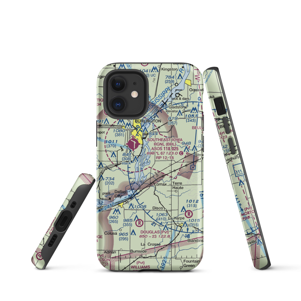 Johnson Farm Airport (22IS) VFR Sectional  Tough iPhone Case iPhone 12 mini model shown