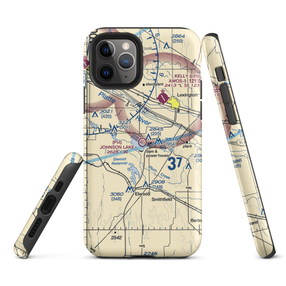 Johnson Lake Airport (2NE0) VFR Sectional  Tough iPhone Case iPhone 11 Pro model shown