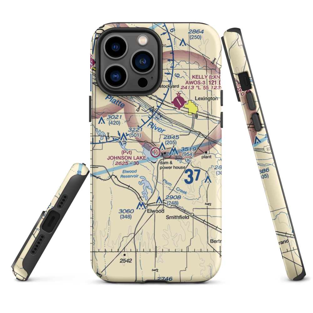 Johnson Lake Airport (2NE0) VFR Sectional  Tough iPhone Case iPhone 13 Pro Max model shown