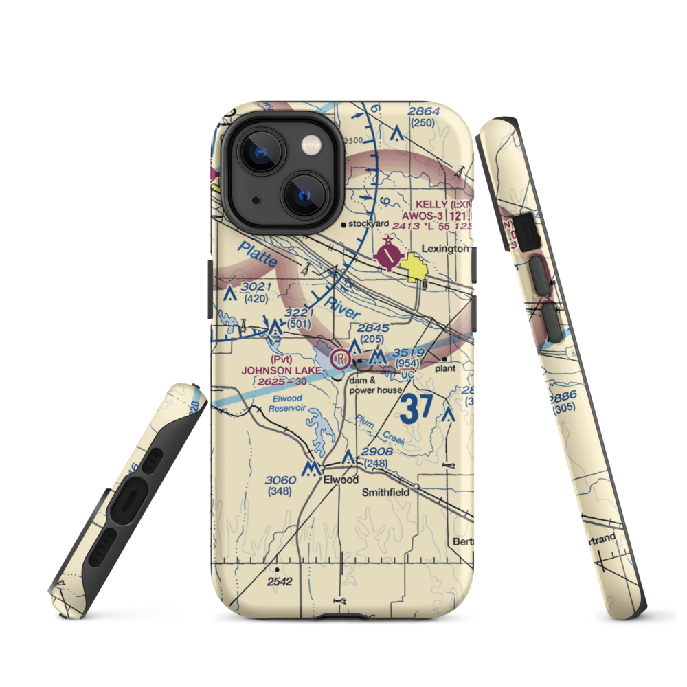Johnson Lake Airport (2NE0) VFR Sectional  Tough iPhone Case iPhone 14 model shown