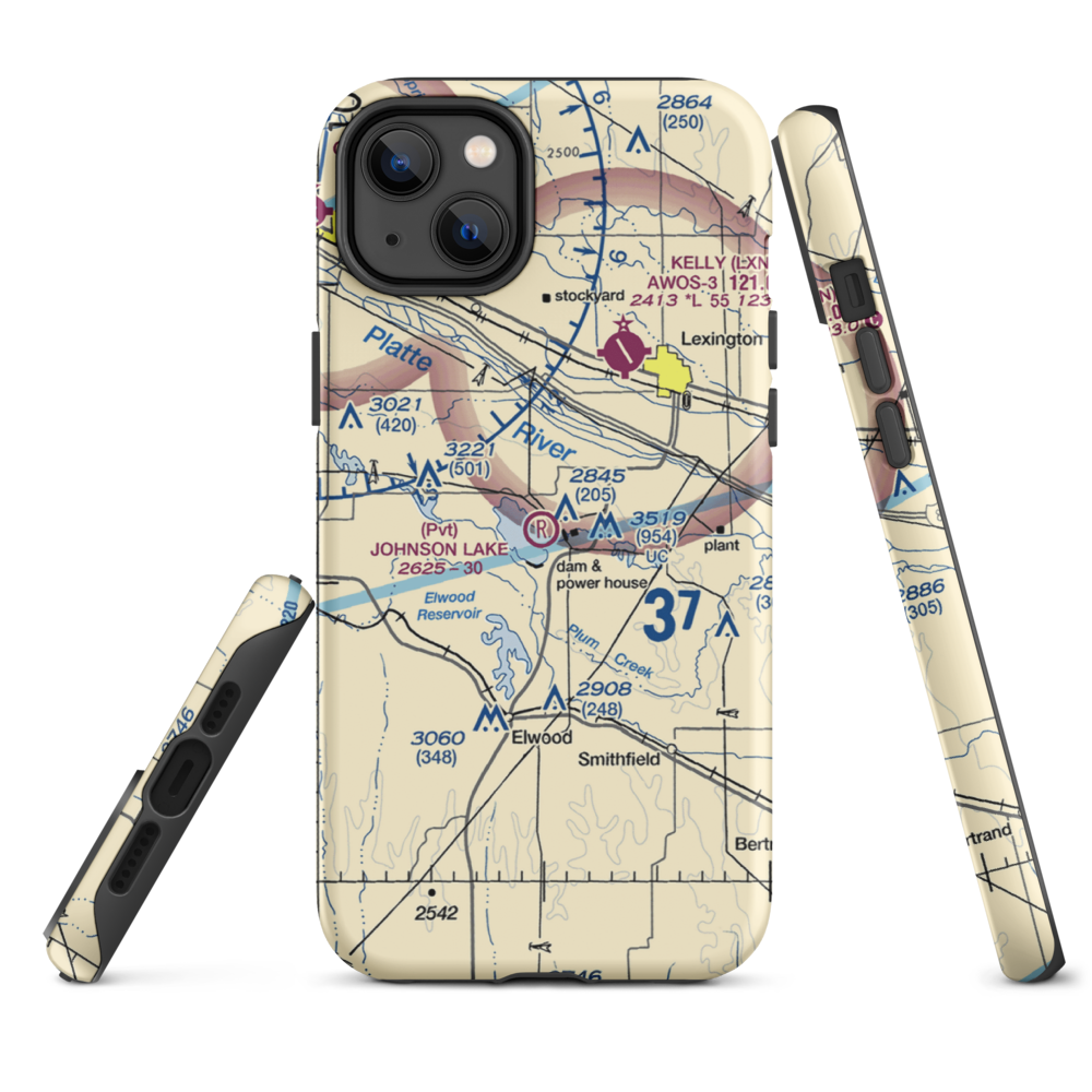 Johnson Lake Airport (2NE0) VFR Sectional  Tough iPhone Case iPhone 14 Plus model shown