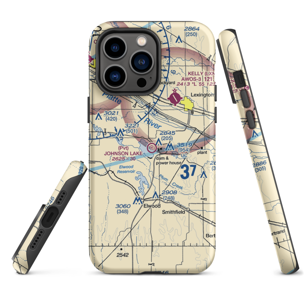 Johnson Lake Airport (2NE0) VFR Sectional  Tough iPhone Case iPhone 14 Pro Max model shown