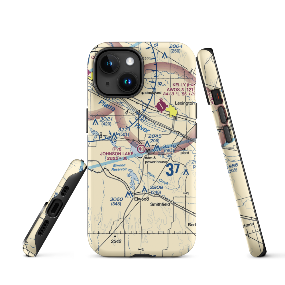 Johnson Lake Airport (2NE0) VFR Sectional  Tough iPhone Case iPhone 15 model shown