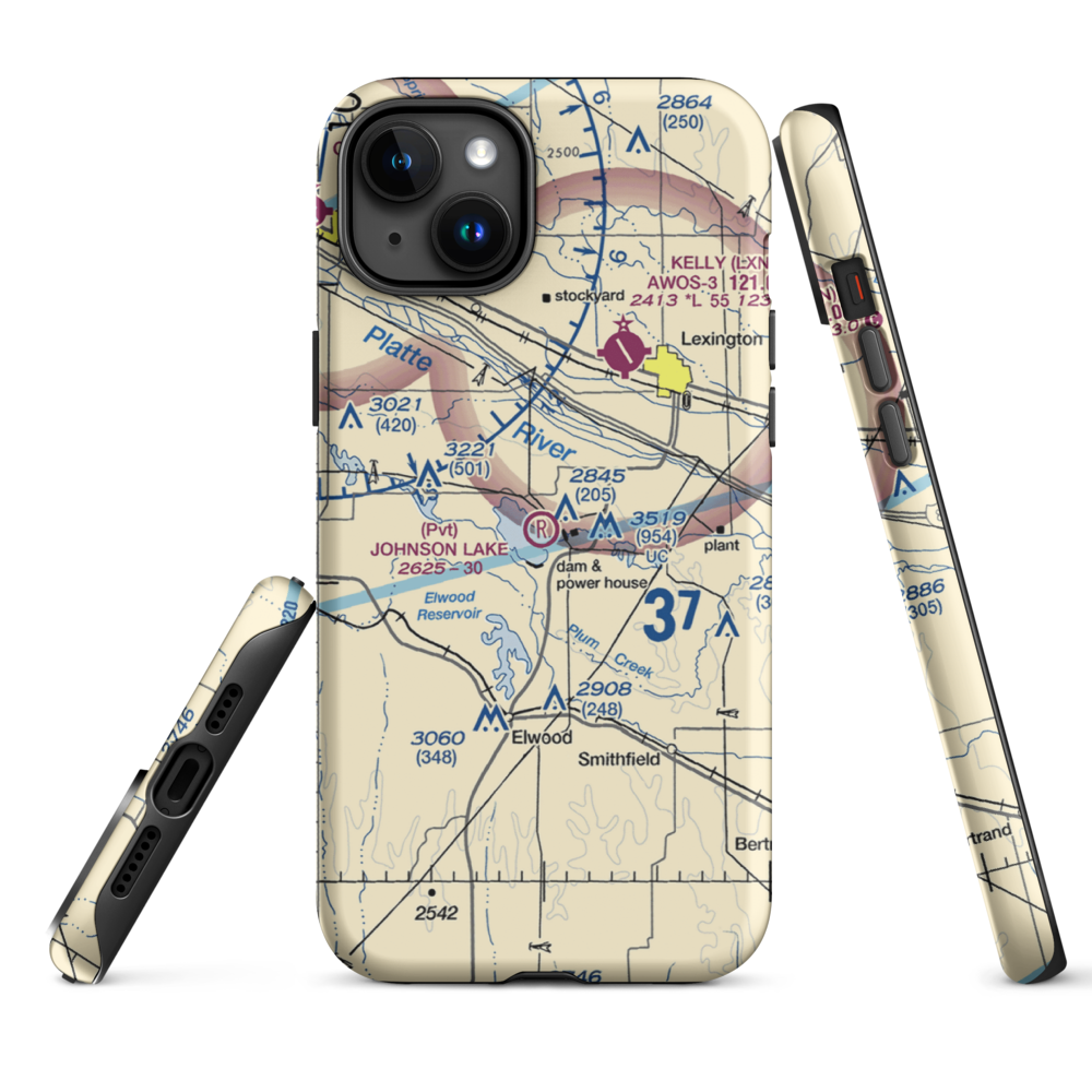 Johnson Lake Airport (2NE0) VFR Sectional  Tough iPhone Case iPhone 15 Plus model shown