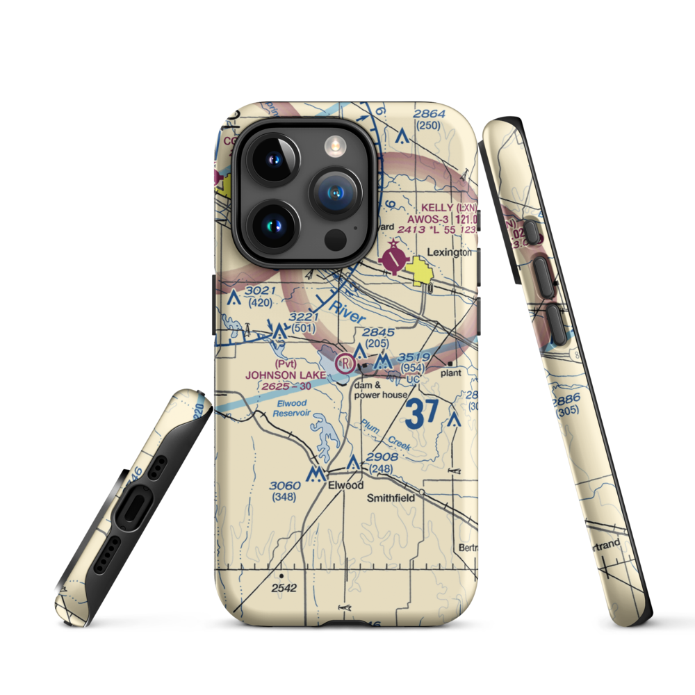 Johnson Lake Airport (2NE0) VFR Sectional  Tough iPhone Case iPhone 15 Pro model shown