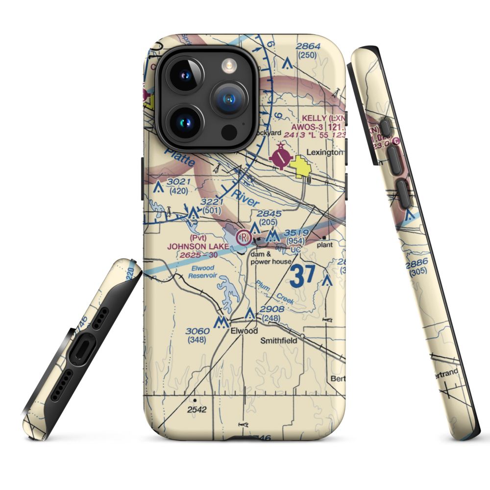 Johnson Lake Airport (2NE0) VFR Sectional  Tough iPhone Case iPhone 15 Pro Max model shown