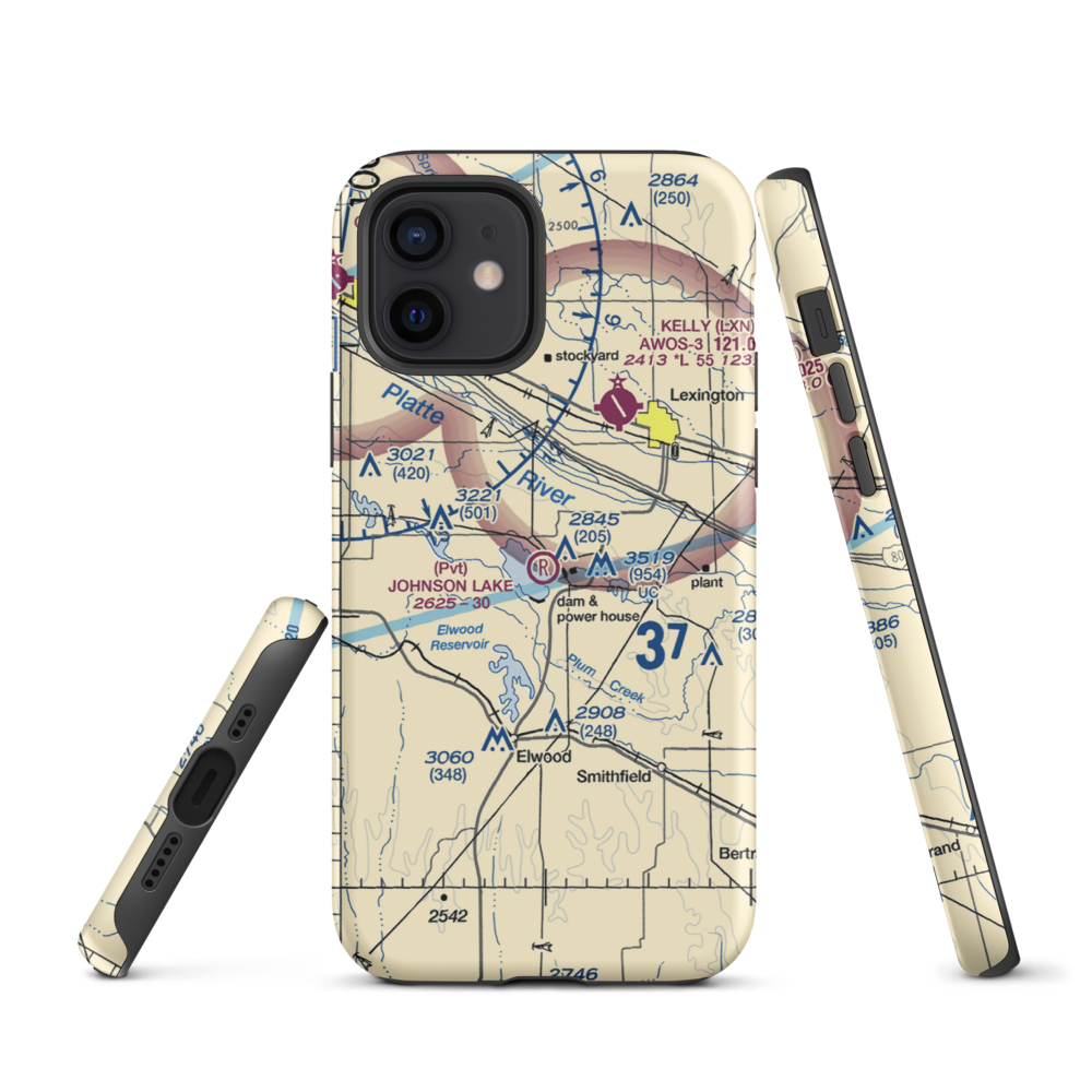 Johnson Lake Airport (2NE0) VFR Sectional  Tough iPhone Case iPhone 12 model shown