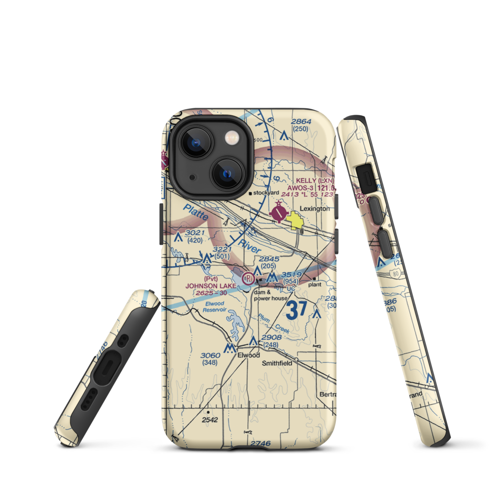 Johnson Lake Airport (2NE0) VFR Sectional  Tough iPhone Case iPhone 13 mini model shown