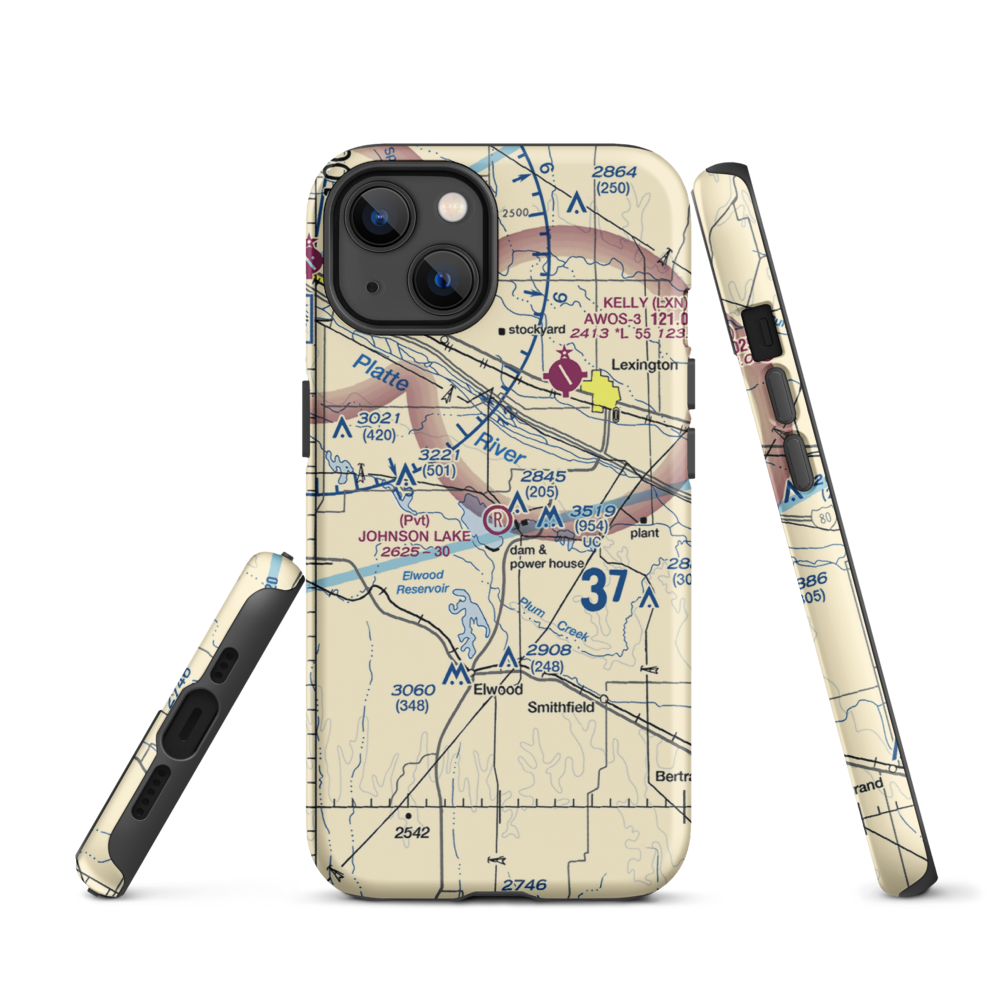 Johnson Lake Airport (2NE0) VFR Sectional  Tough iPhone Case iPhone 13 model shown
