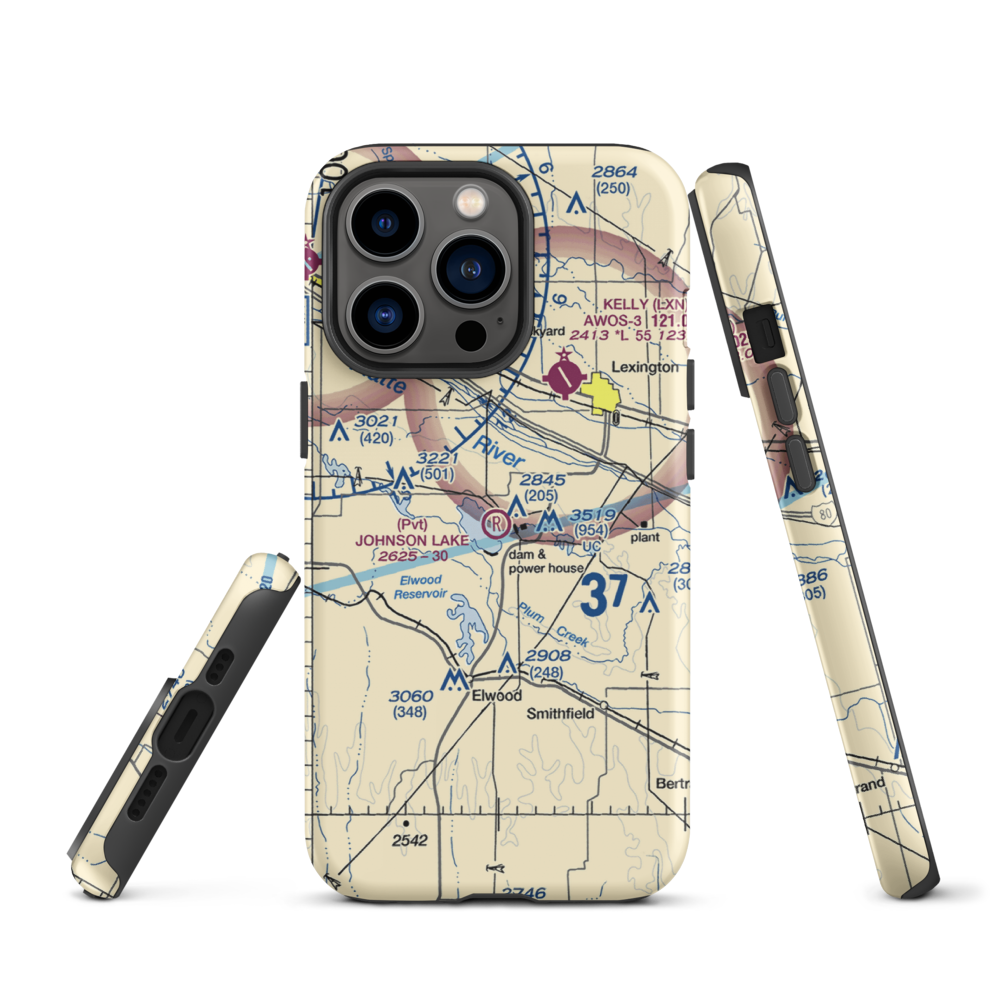 Johnson Lake Airport (2NE0) VFR Sectional  Tough iPhone Case iPhone 13 Pro model shown