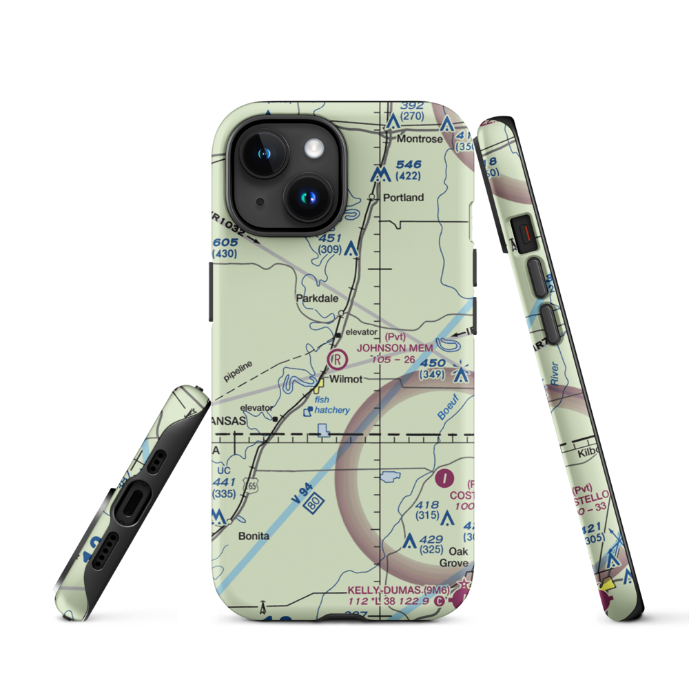 Johnson Memorial Airport (05XS) VFR Sectional  Tough iPhone Case iPhone 15 model shown