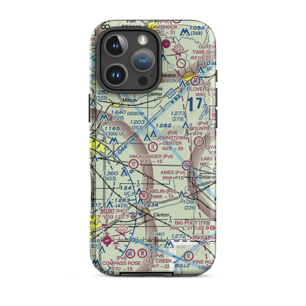 Johnstown Center Airport (WI84) VFR Sectional  Tough iPhone Case iPhone 16 Pro Max model shown