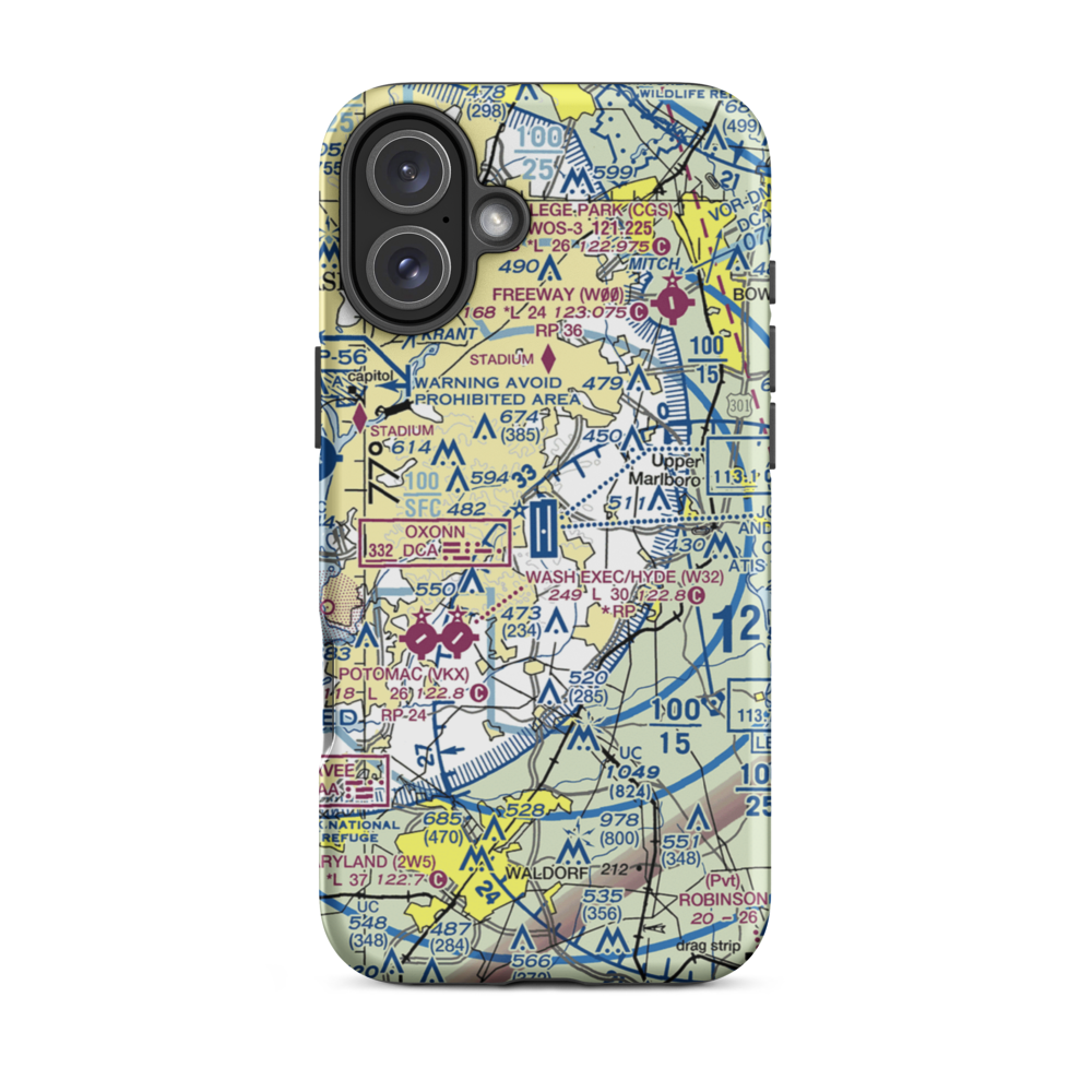 Joint Base Andrews (ADW) VFR Sectional  Tough iPhone Case iPhone 16 Plus model shown