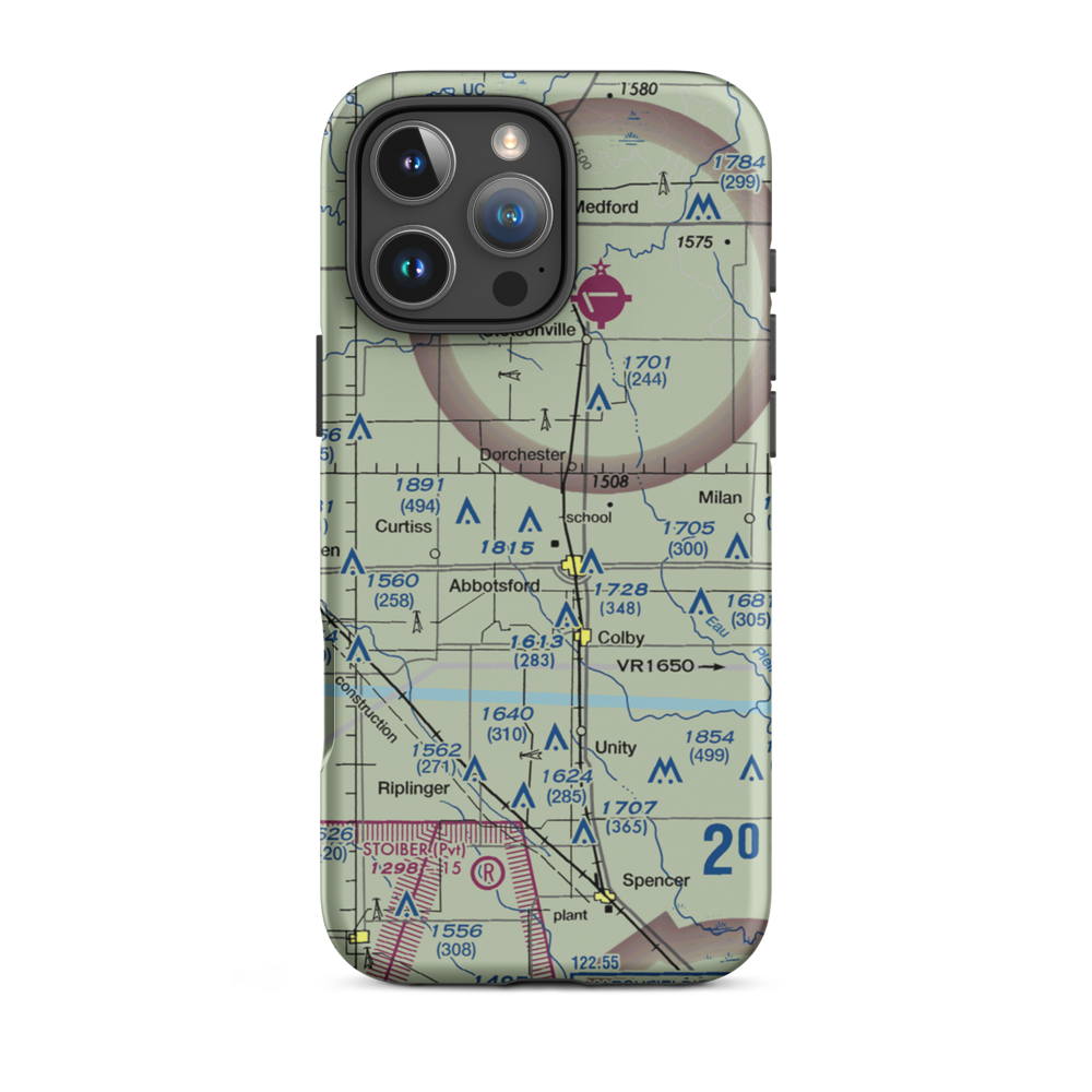 Jones Airport (83WI) VFR Sectional  Tough iPhone Case iPhone 16 Pro Max model shown
