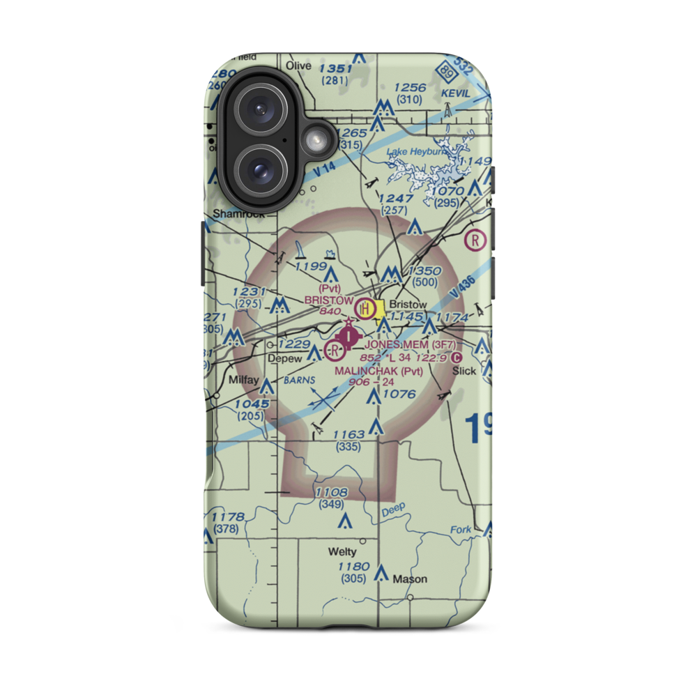 Jones Memorial Airport (3F7) VFR Sectional  Tough iPhone Case iPhone 16 Plus model shown
