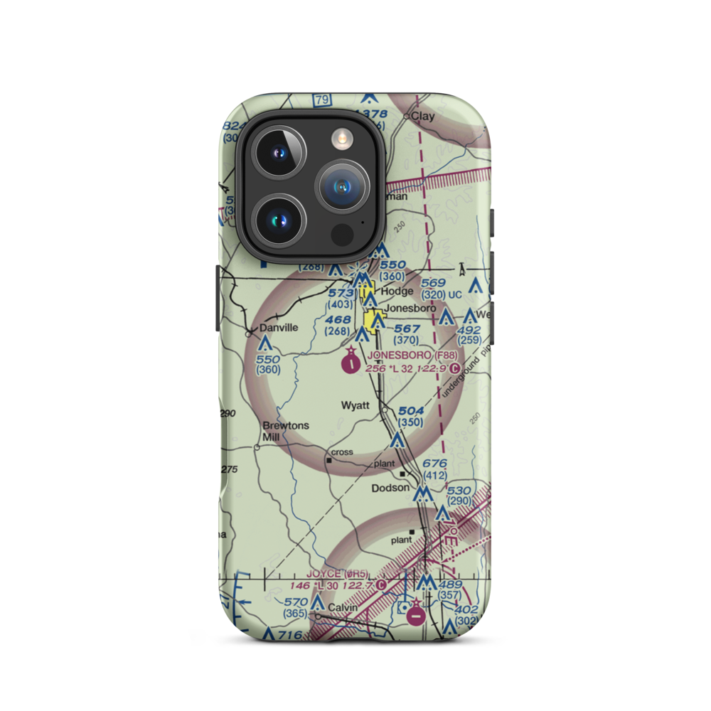 Jonesboro Airport (F88) VFR Sectional  Tough iPhone Case iPhone 16 Pro model shown