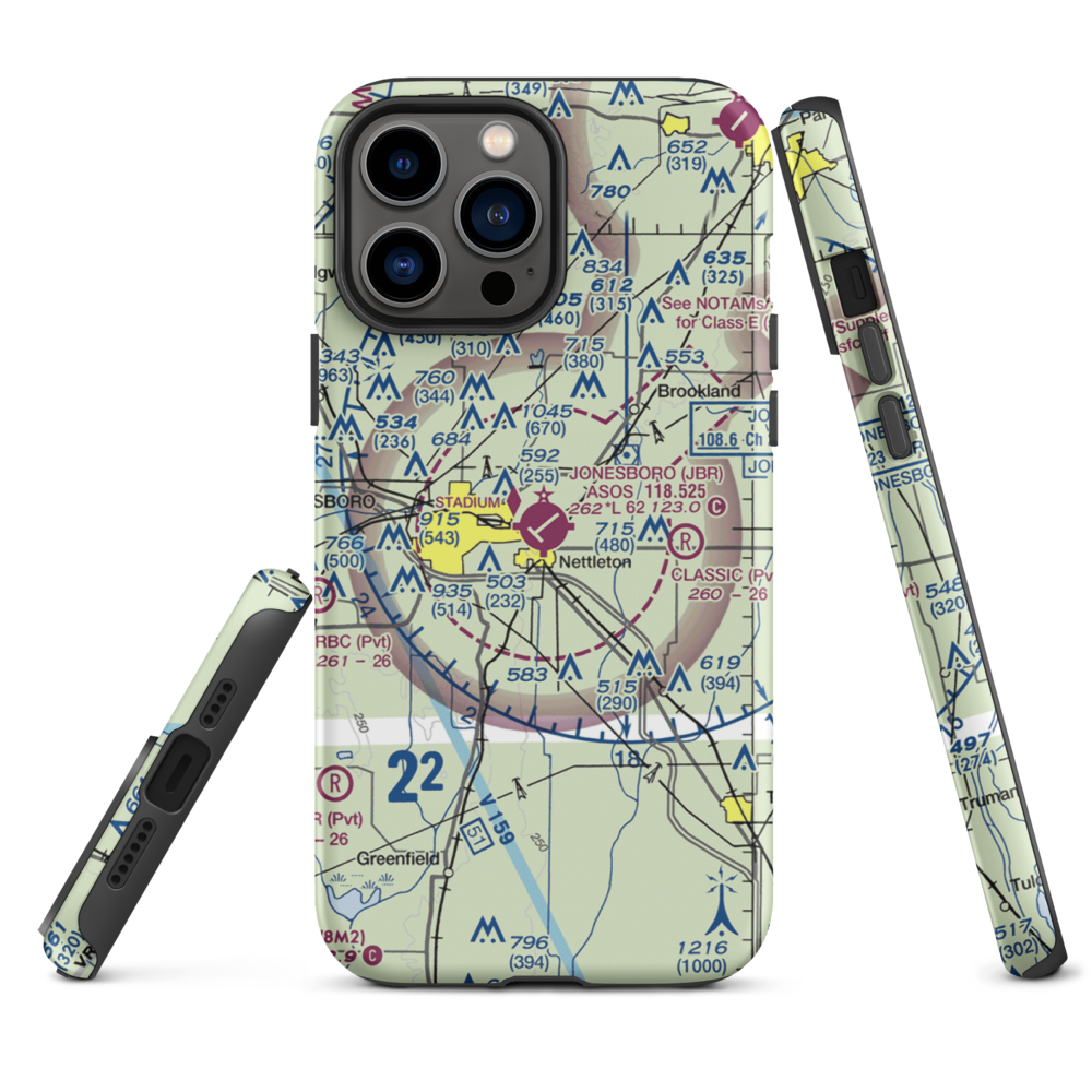 Jonesboro Municipal Airport (JBR) VFR Sectional  Tough iPhone Case iPhone 13 Pro Max model shown