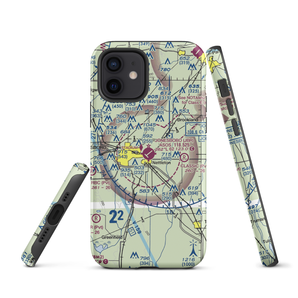 Jonesboro Municipal Airport (JBR) VFR Sectional  Tough iPhone Case iPhone 12 model shown