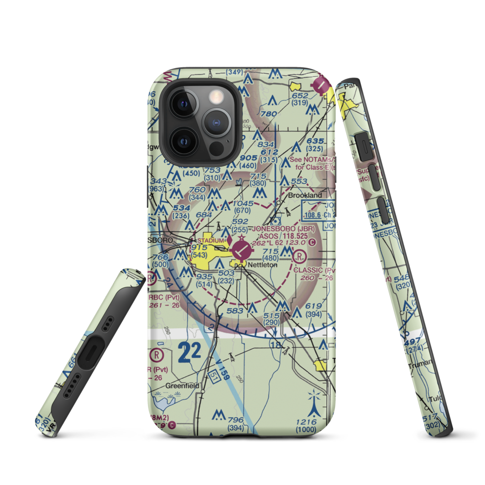 Jonesboro Municipal Airport (JBR) VFR Sectional  Tough iPhone Case iPhone 12 Pro model shown