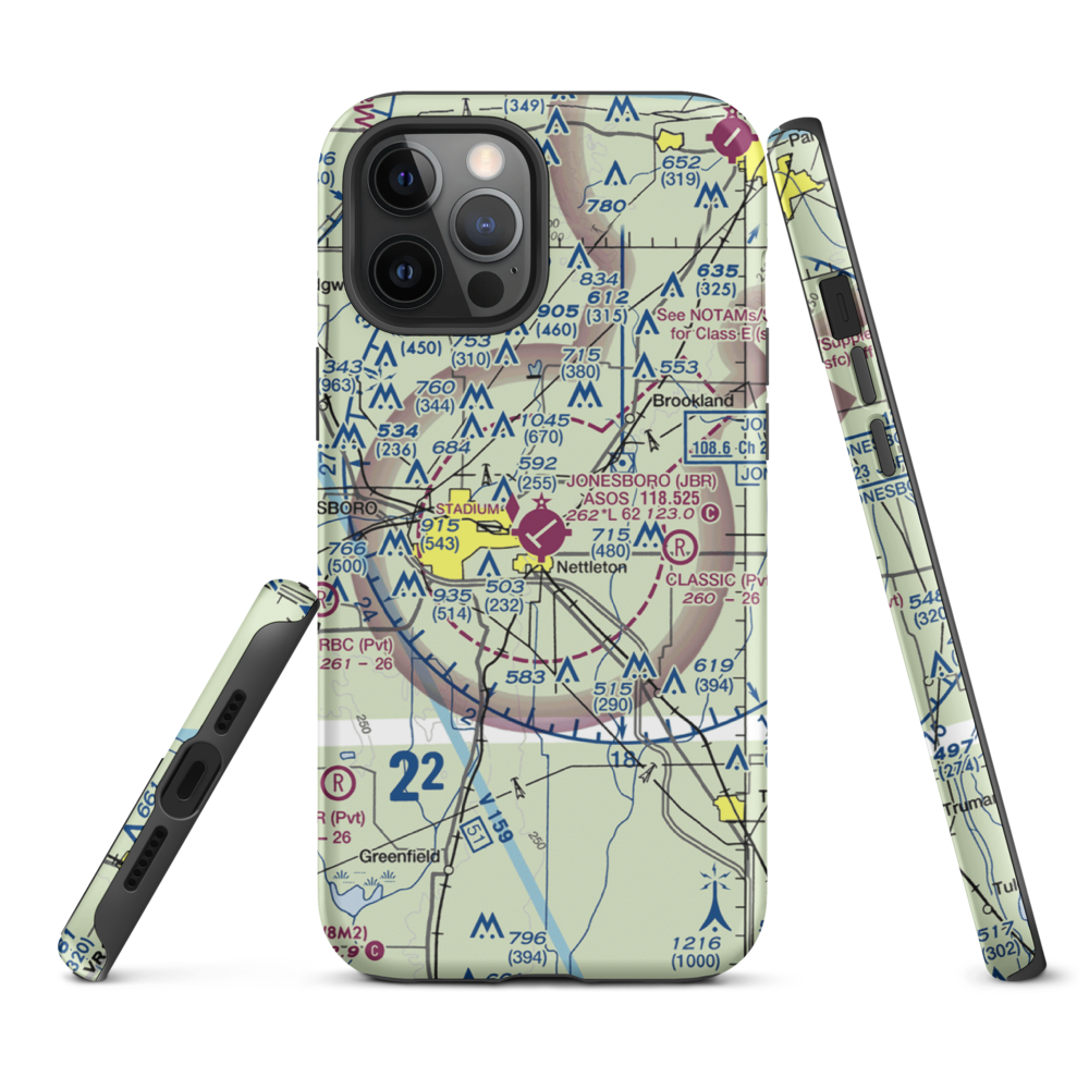 Jonesboro Municipal Airport (JBR) VFR Sectional  Tough iPhone Case iPhone 12 Pro Max model shown