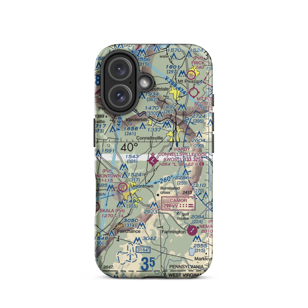 Joseph A. Hardy Connellsville Airport (VVS) VFR Sectional  Tough iPhone Case iPhone 16 model shown