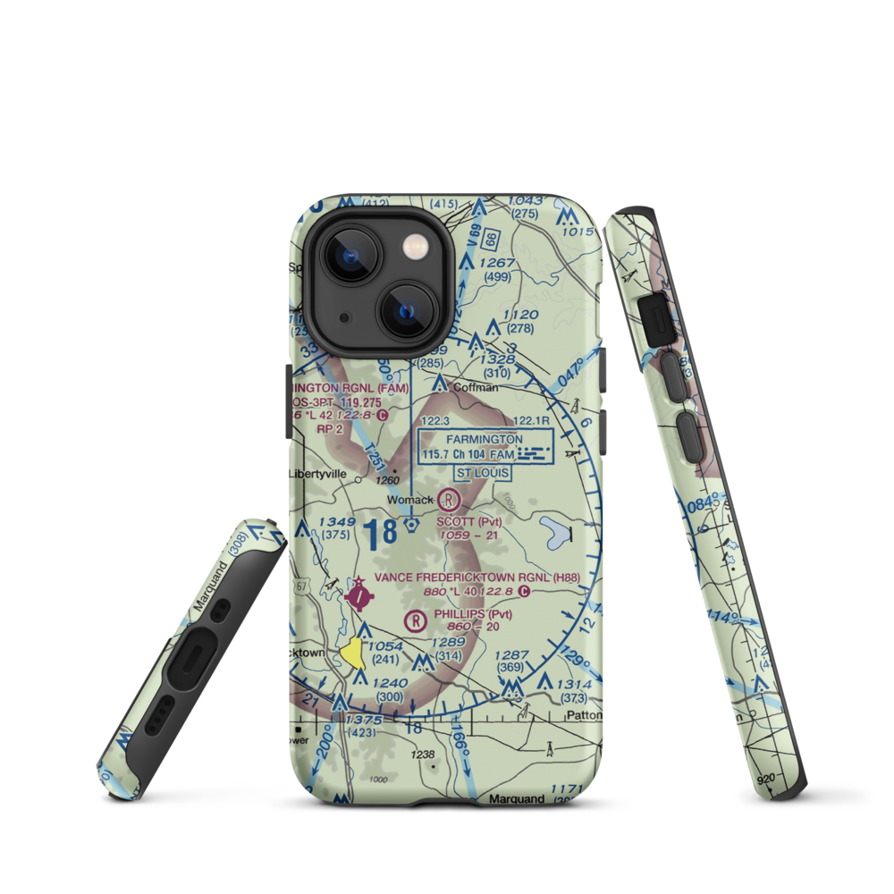 Joseph Scott Airport (MU22) VFR Sectional  Tough iPhone Case iPhone 13 mini model shown