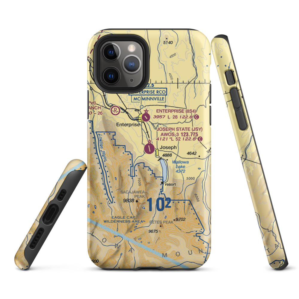 Joseph State Airport (JSY) VFR Sectional  Tough iPhone Case iPhone 11 Pro model shown