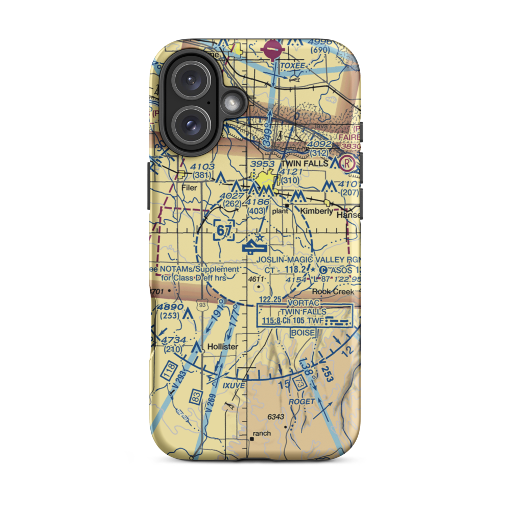 Joslin Field Magic Valley Regional Airport (TWF) VFR Sectional  Tough iPhone Case iPhone 16 Plus model shown