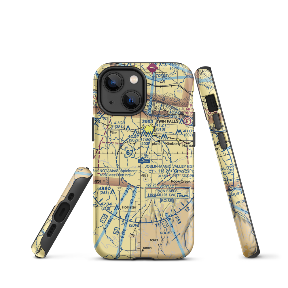 Joslin Field Magic Valley Regional Airport (TWF) VFR Sectional  Tough iPhone Case iPhone 13 mini model shown