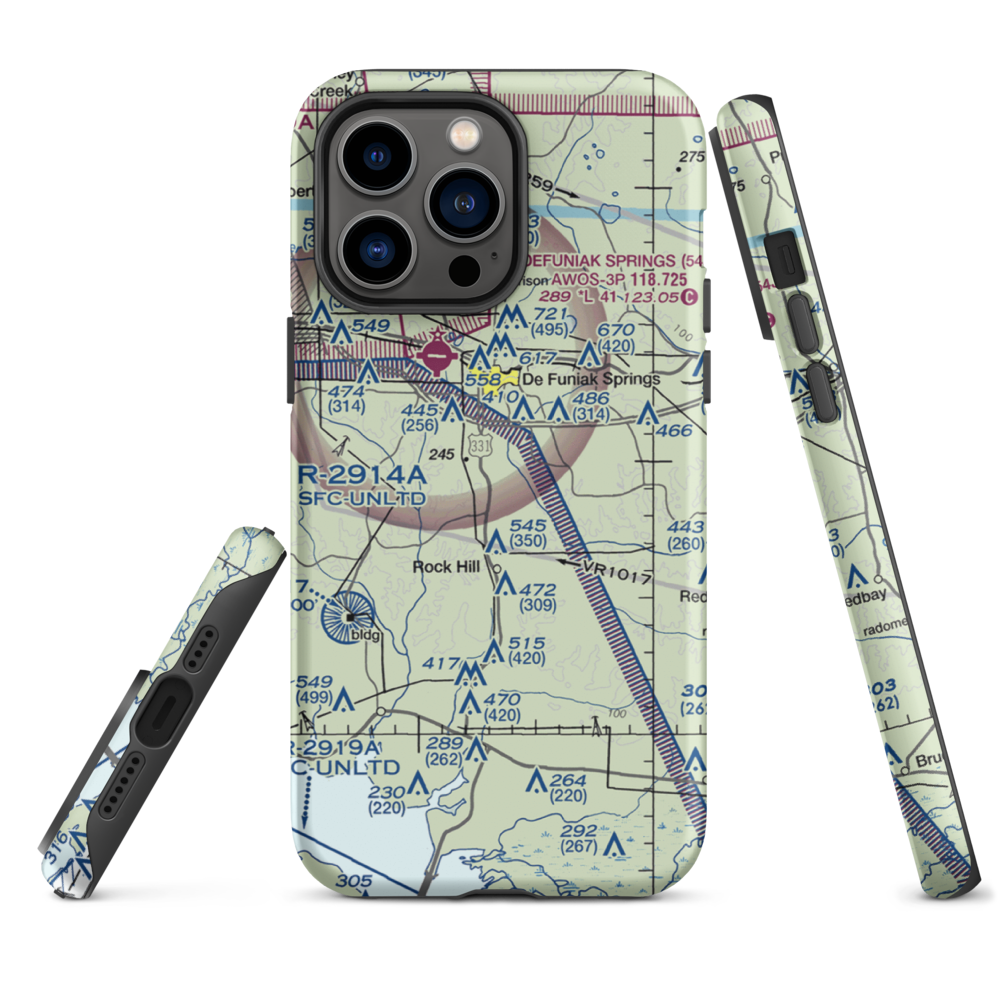 Joy Farms Airport (0FD9) VFR Sectional  Tough iPhone Case iPhone 14 Pro Max model shown