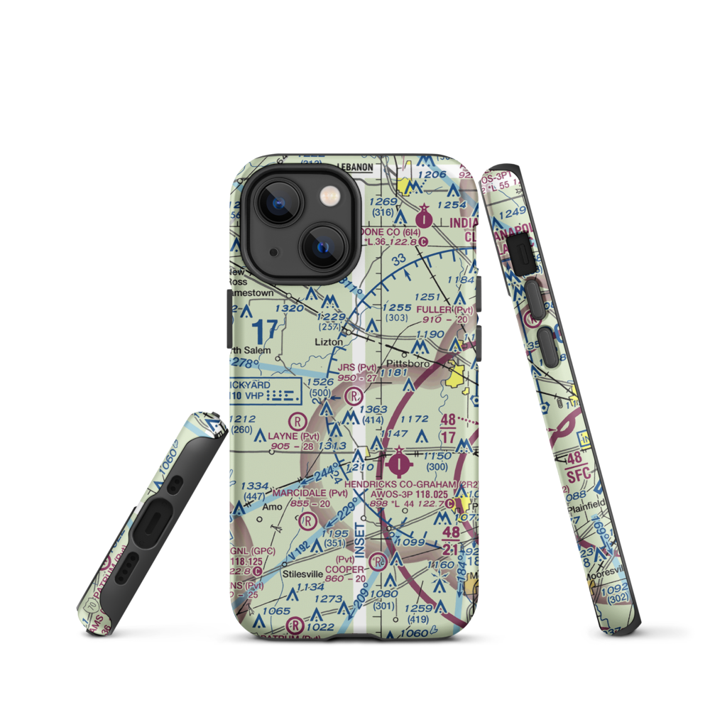 Jr's Airport (11IN) VFR Sectional  Tough iPhone Case iPhone 13 mini model shown