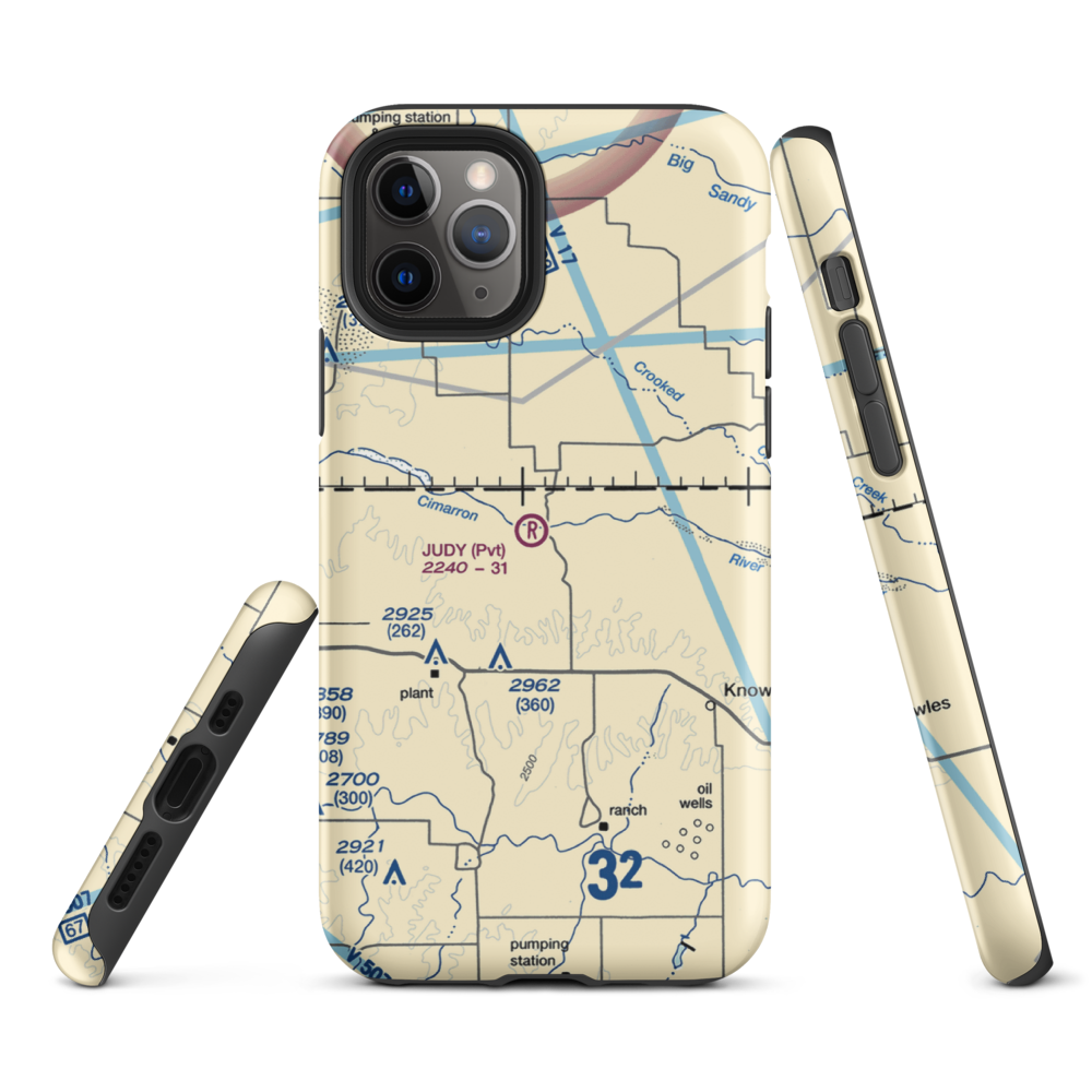 Judy Ranch Airport (OK39) VFR Sectional  Tough iPhone Case iPhone 11 Pro model shown