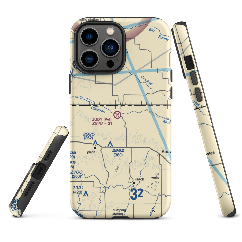 Judy Ranch Airport (OK39) VFR Sectional  Tough iPhone Case iPhone 13 Pro Max model shown