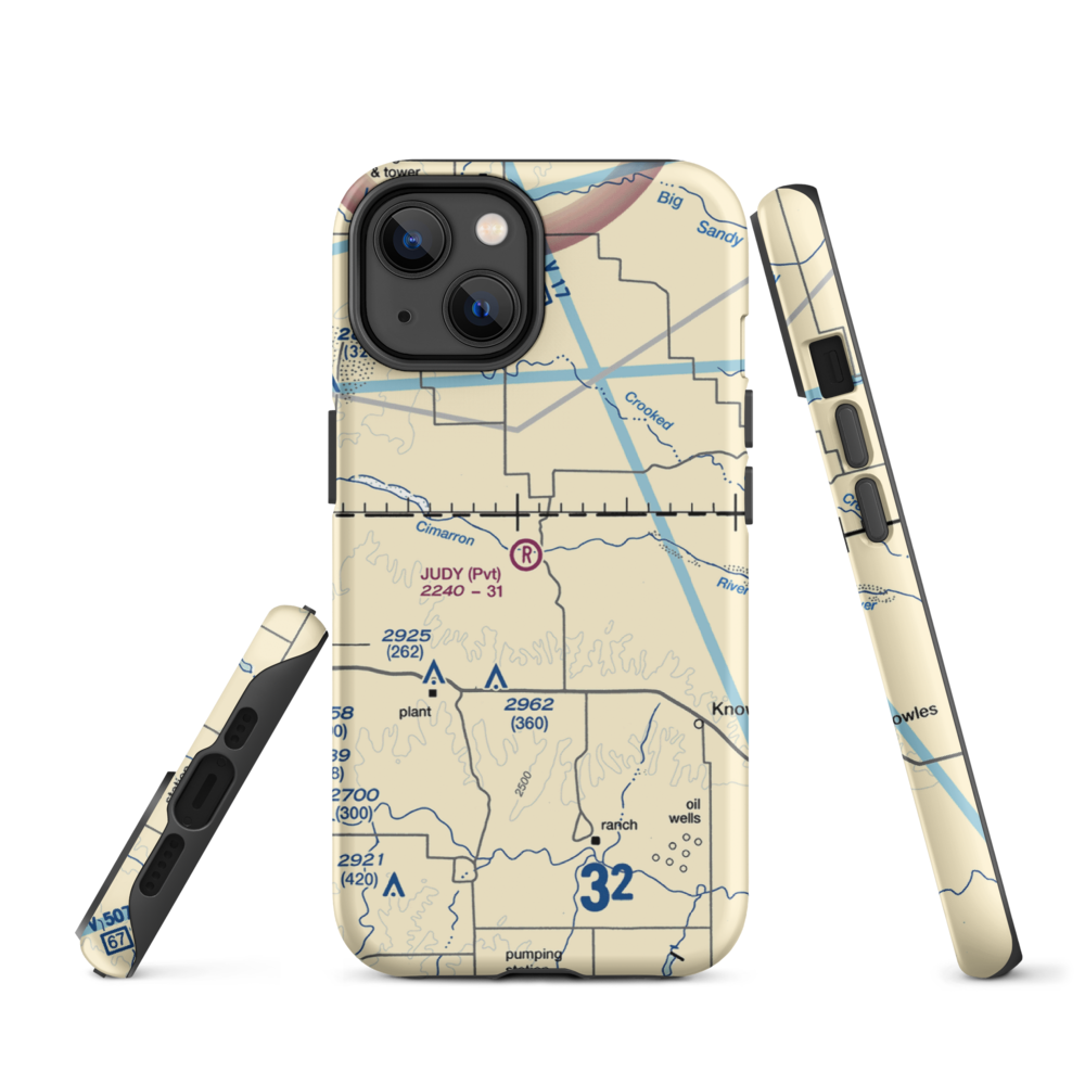 Judy Ranch Airport (OK39) VFR Sectional  Tough iPhone Case iPhone 14 model shown