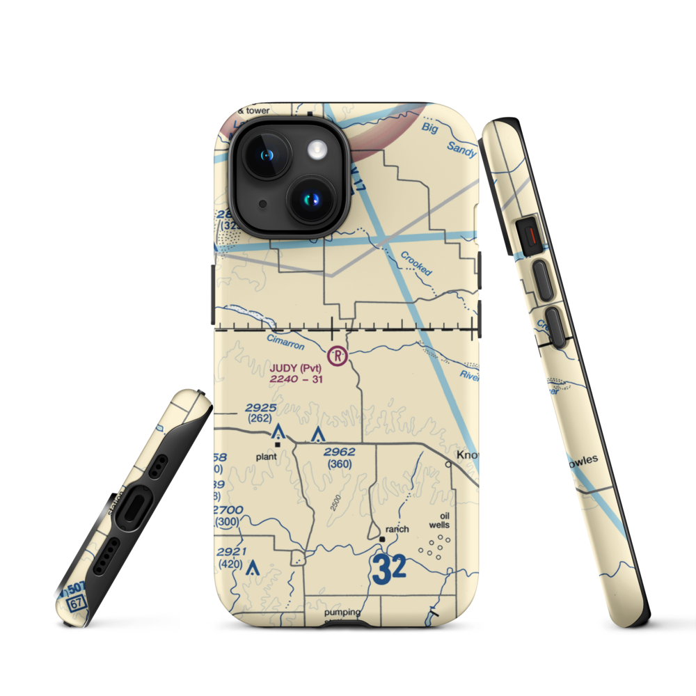 Judy Ranch Airport (OK39) VFR Sectional  Tough iPhone Case iPhone 15 model shown